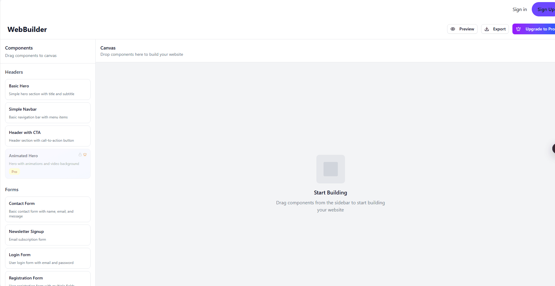 Drag-and-Drop SaaS based Website Builder